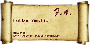 Fetter Amália névjegykártya